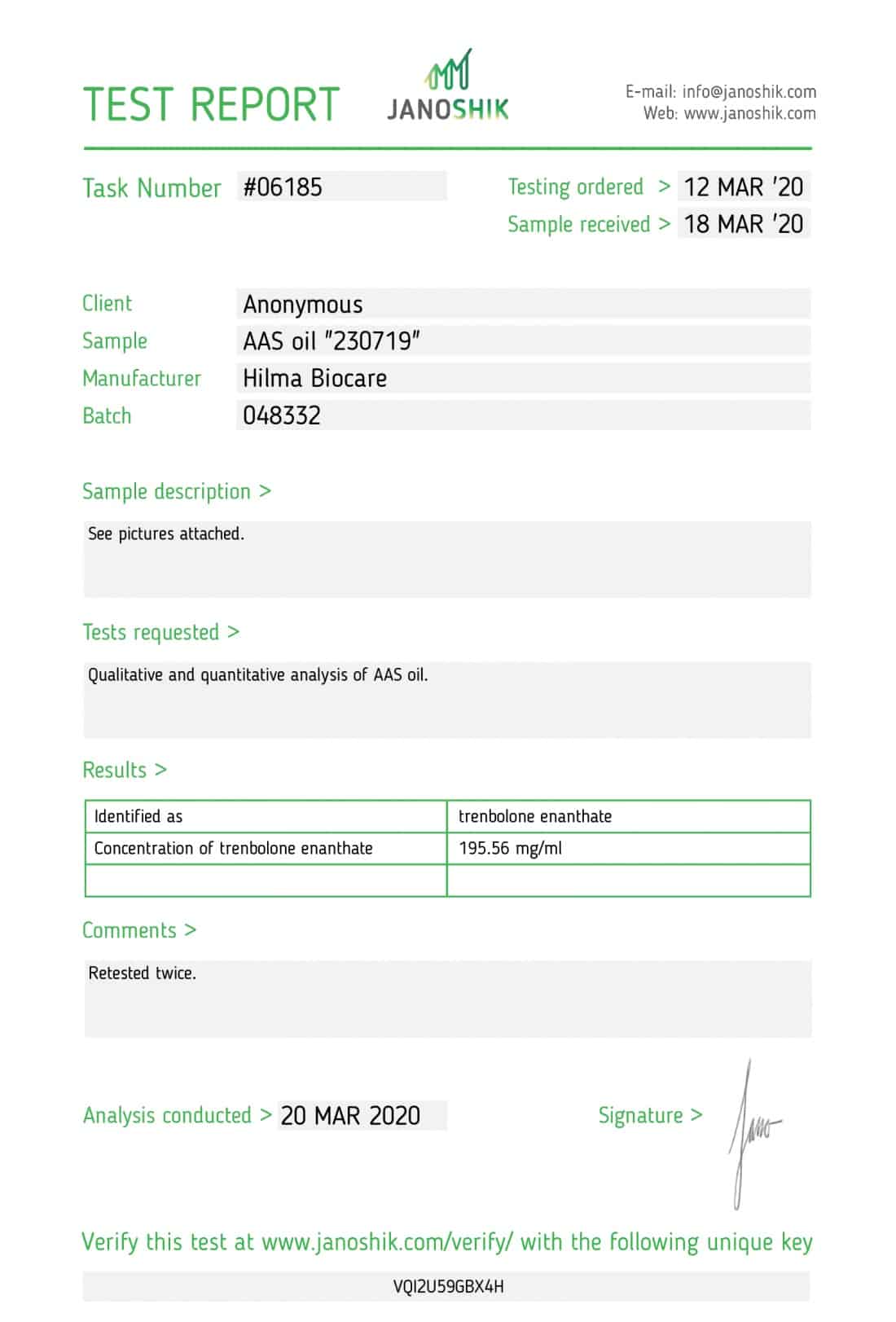 Hilma Biocare Trenbolone Enanthate